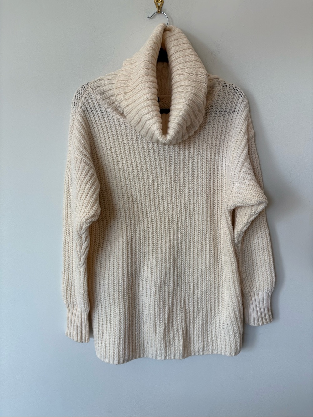 Ralph Lauren wool & alpaca chunky Cream Turtleneck Knit Sweater large - Picture 4 of 12
